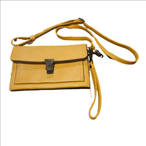 Women's Isabella Mustard Yellow Vegan Leather Crossbody/Wristlet Bag One Size